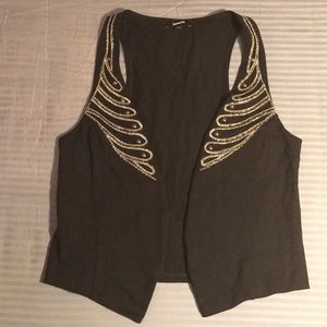 Express Military-like Vest Navy & Silver Embroider
